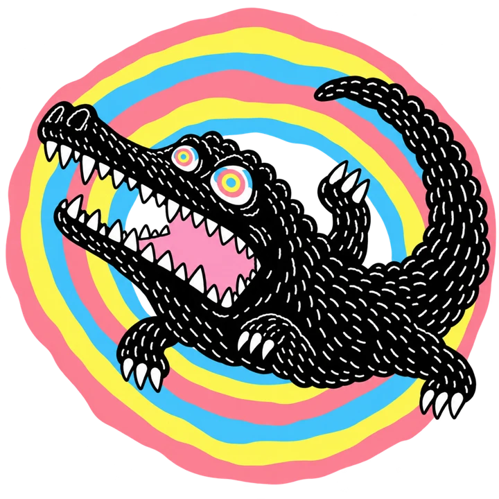Tripodile passing through the three-color portal
